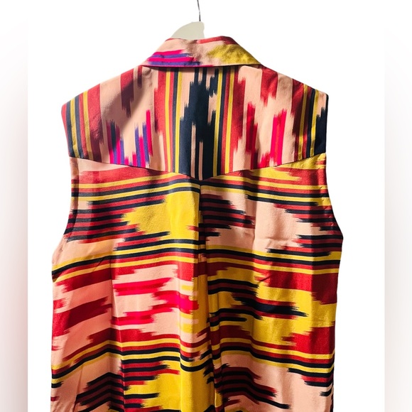NWT LAUREN MOFFATT  Size 0/Small 100% Silk Shirt Dress Multicolor Sleeveless - Picture 8 of 10
